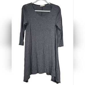 Altar'd State Charcoal Gray Jersey Dress Asymmetric Long Sleeve Shift Midi